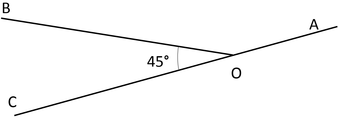 Image montrant deux angles supplémentaires, l'un est connu. La tâche est de calculer l'angle inconnu sans utiliser de rapporteur.