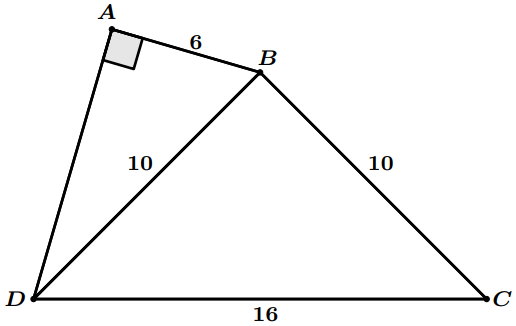 Triangle rectangle et triangle isocèle ayant un coté commun, pour appliquer le théorème de Pythagore.