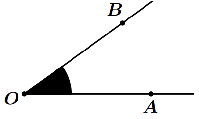 Illustration d'un angle formé par deux segments de droite se rejoignant à un point.