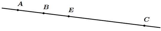 Points A, B, C et E alignés sur une même droite.